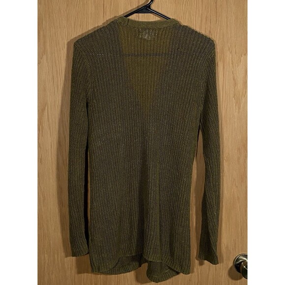 Denim & Supply Ralph Lauren Linen Blend Cardigan Open Knit Olive Green Women's M - Picture 2 of 7